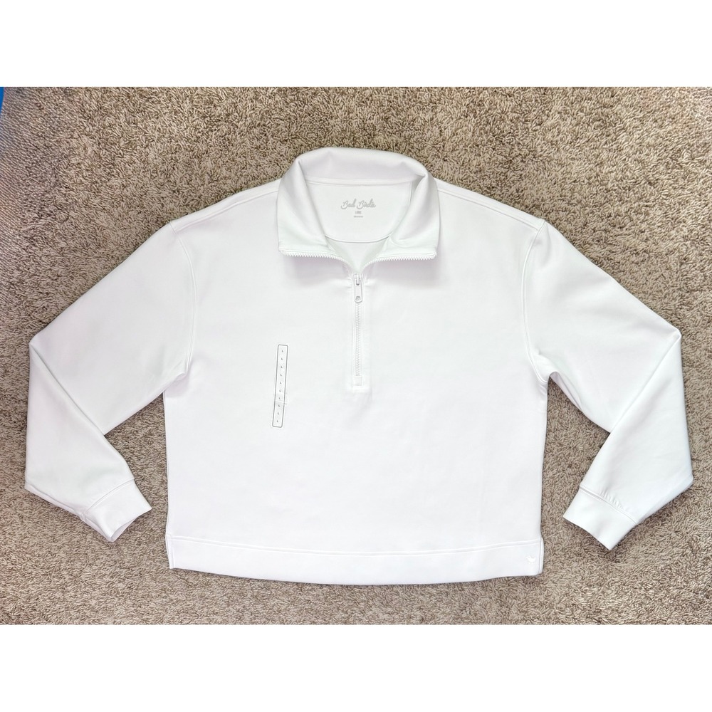 NWOT Bad Birdie At Ease Quarterzip Pullover White Golf Activewear Women Large